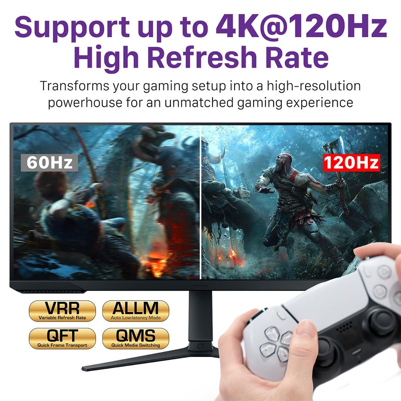 Fosmon 5-Port HDMI 8K Switch with Remote, Support 8K@60Hz 4K@120Hz HDR10+ HDCP 2.3 High Speed 48Gbps 5 in 1 Out Auto-Switching 5x1 HDMI 2.1 Switcher Splitter Hub Compatible with PS5, Xbox X, Apple TV - Image 4